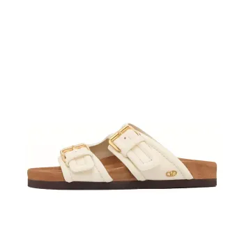 Valentino Logo Plaque Double-Strap Slip-On Slides Women's