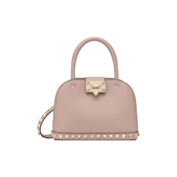 Valentino GARAVANIRockstud Grained Calfskin Shoulder Bag Crossbody Bag Handbag Small Size Women's Light Pink