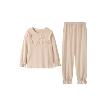 Montagut Pajama Set Fall And Winter Women's Two-Piece Set Light Apricot