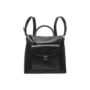 FOSSIL Leather Backpack Small Size Women's Black