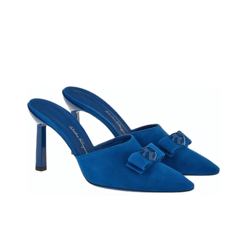 FERRAGAMO Vara Closed Toe Slippers Women's Blue-1