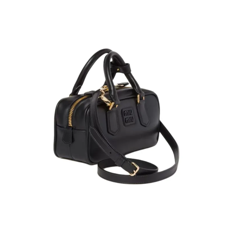 MIU MIU Arcadie Series Leather Handbag Women's Black-1