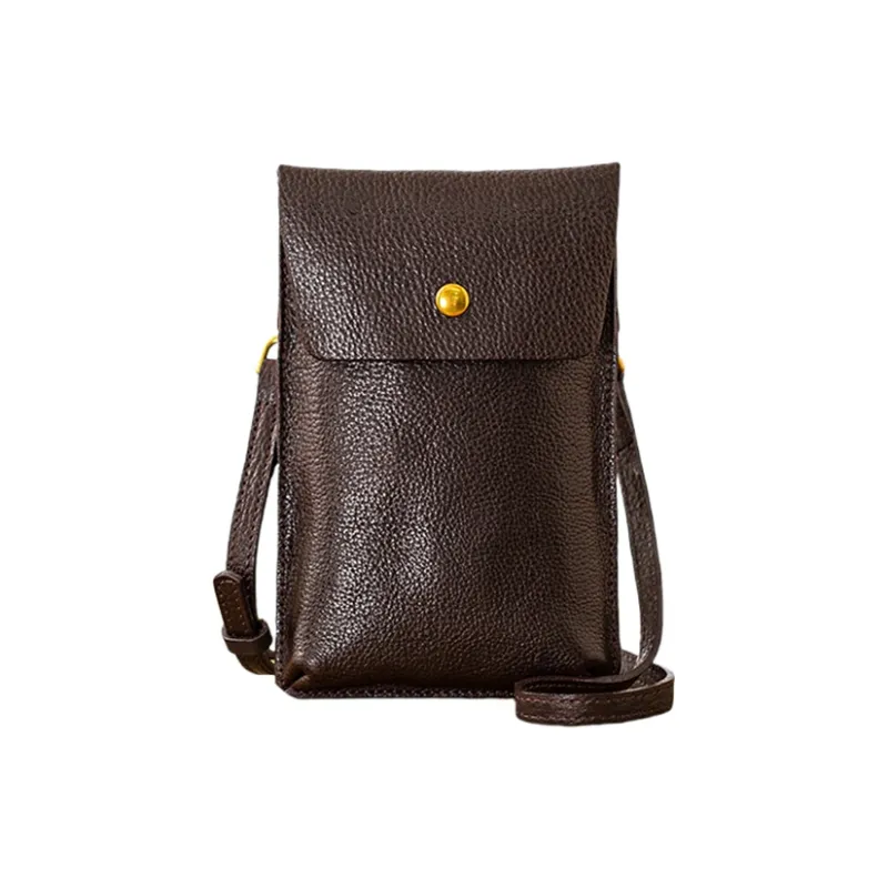 Back Step Cow Leather Cell Phone Pouch Shoulder Bag Regular Unisex Multicolor-4