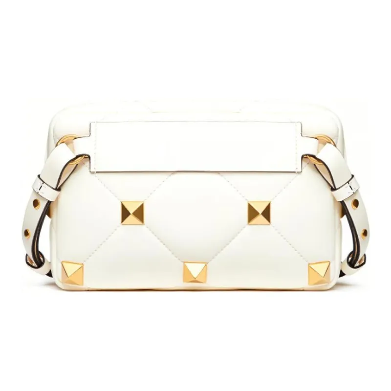 Valentino Roman Stud Soft Sheep Leather Handbag, Shoulder Bag, Crossbody Bag Men's White-3