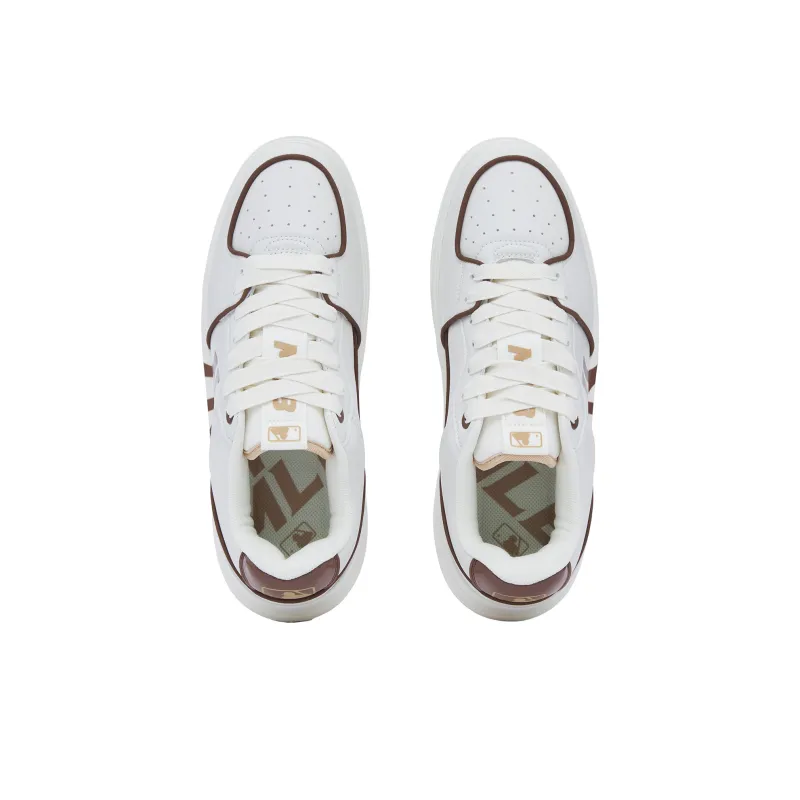 MLB Chunky Liner Anti Slip Wear Resistant Low Top Skateboard Shoes Unisex White Brown-3