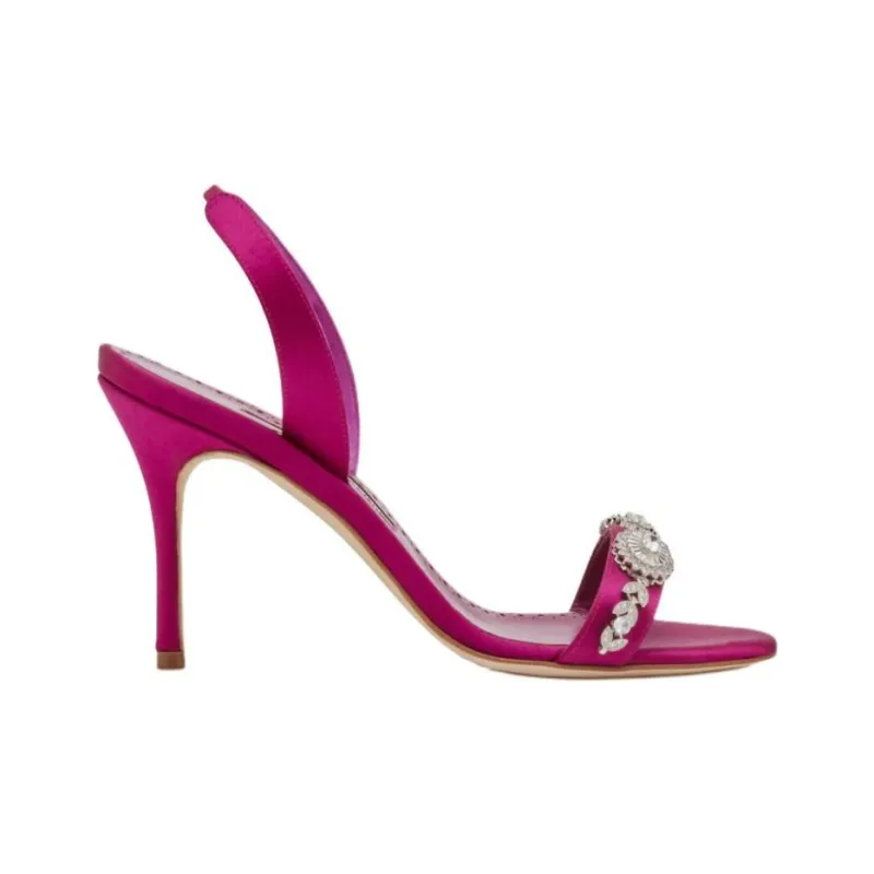 MANOLO BLAHNIK Lamisan Strap Sandals 9cm Women's Pink-1