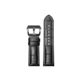 Black with White Stitching-Black Pin Buckle