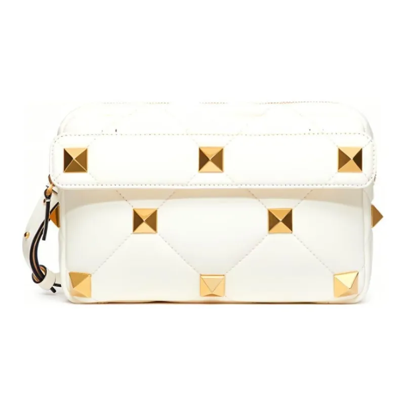 Valentino Roman Stud Soft Sheep Leather Handbag, Shoulder Bag, Crossbody Bag Men's White-0