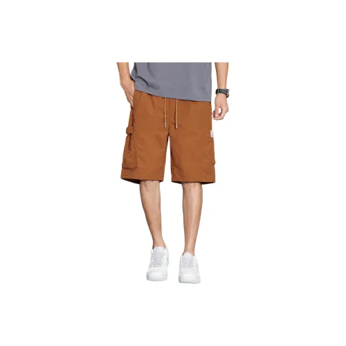 Tonlion Casual Shorts Men Brick Red