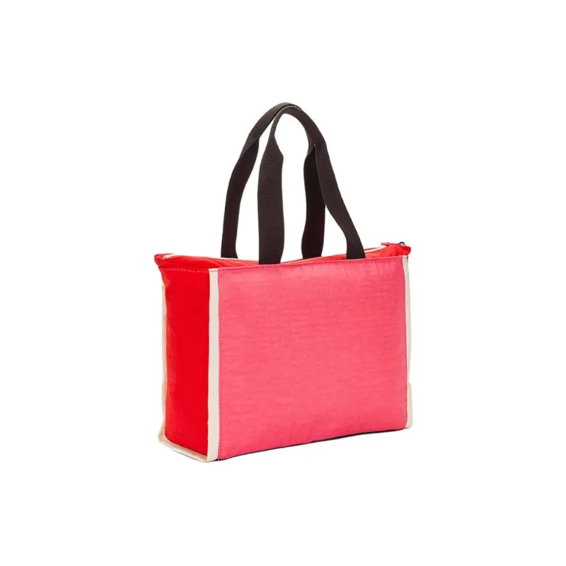 Kipling Polyamide Shoulder Bag, Large Capacity Tote Regular Unisex Pink And Orange Block Patchwork-4