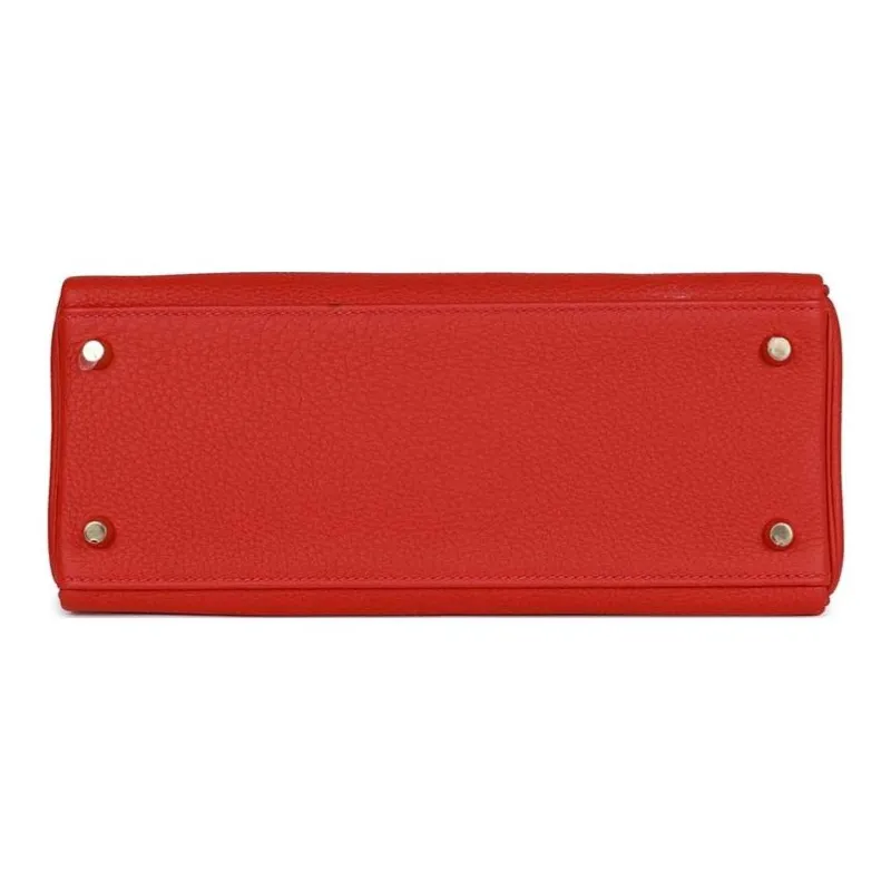 HERMES Togo Calfskin Handbag Regular Women's Q5 Rouge Casaque National Flag Red-4