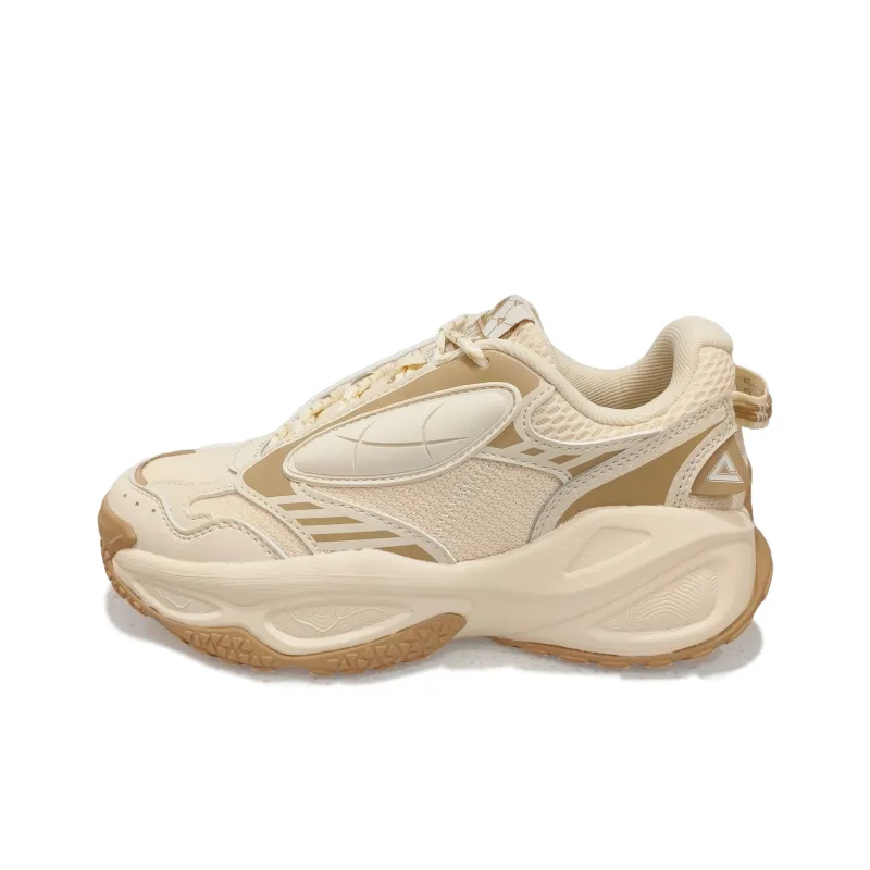 PEAK Tai Ji1.0 Cushioning Slip Resistant Support Height Increasing Low Top Chunky Sneakers Women's Light Khaki-0