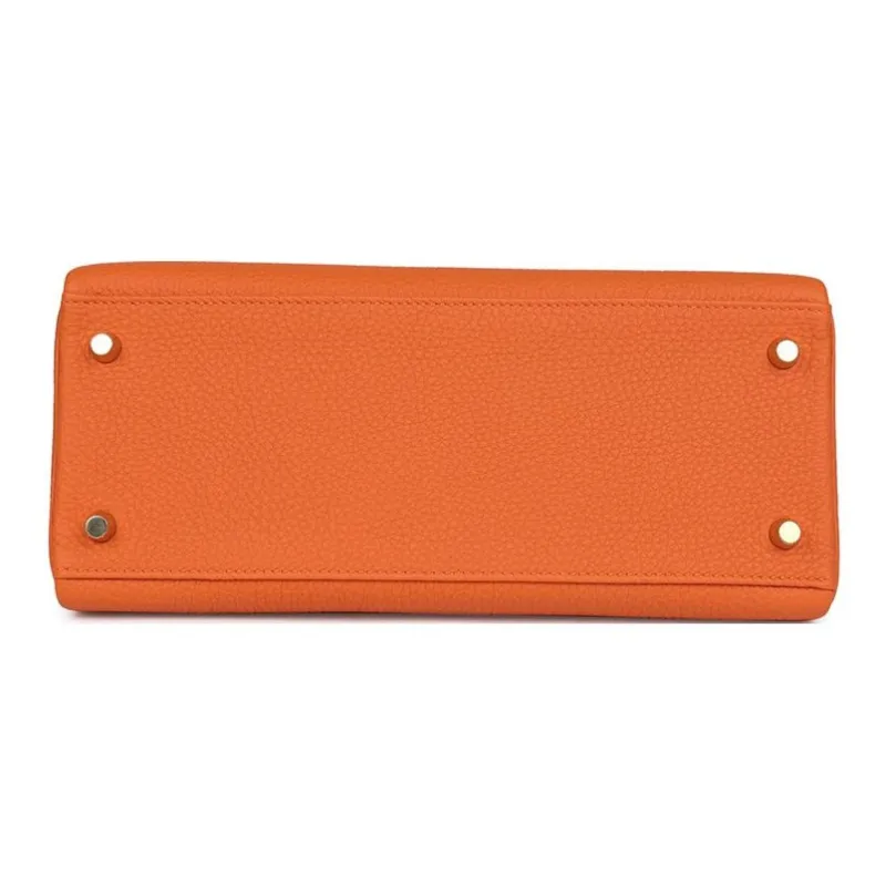 HERMES Togo Calfskin Handbag Regular Women's 93 Orange Hermes Orange Combo-4