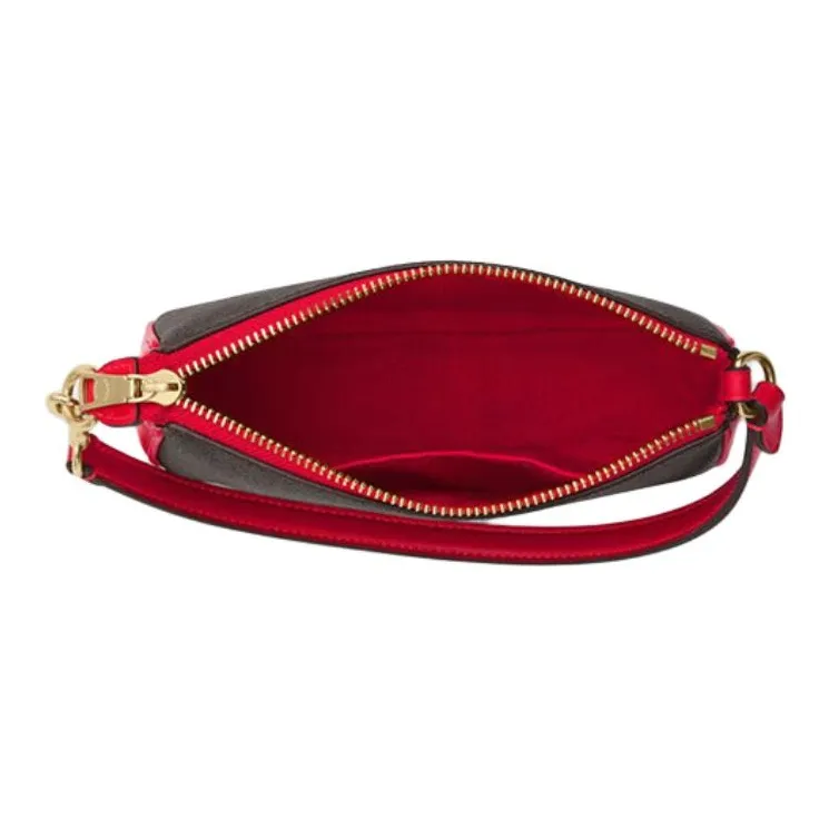 COACH Nolita PVC With Skin One Shoulder Handbags Small Size Women's Dark Brown & Red-2