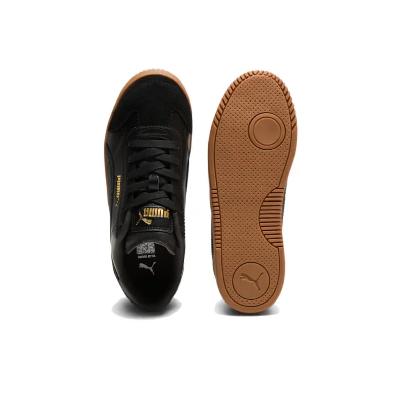 PUMA Club 5v5 Anti Slip Wear Resistant Low Top Skateboard Shoes Women's Black Gold-3