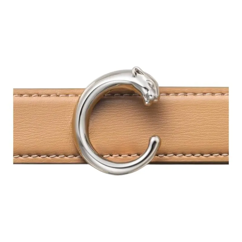 CARTIER Cheetah Styling Design Cow Leather Leather Belts Unisex Brown Width: 2.5CM-2