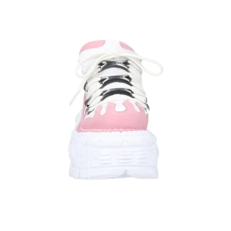 NEW ROCK Mid-Top Casual Shoes Unisex White Pink-6