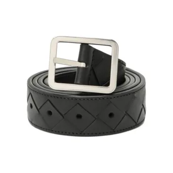 Bottega Veneta Woven Design Leather Belts Men's Black