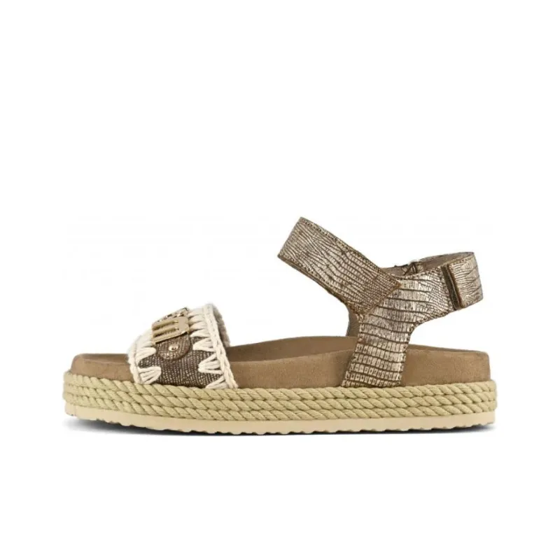 MOU Strap Sandals Women's Lizard Gold-0