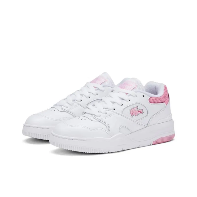 LACOSTE Low Top Skateboard Shoes Women's White Pink-2