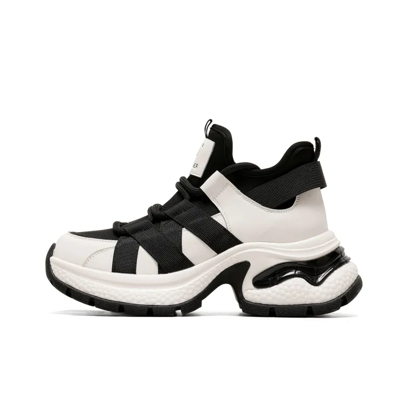 C°BANNER Low Top Chunky Sneakers Women's Black Beige-0