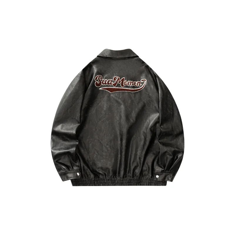 Suamoment PU Leather Vintage Top Coat Unisex-1