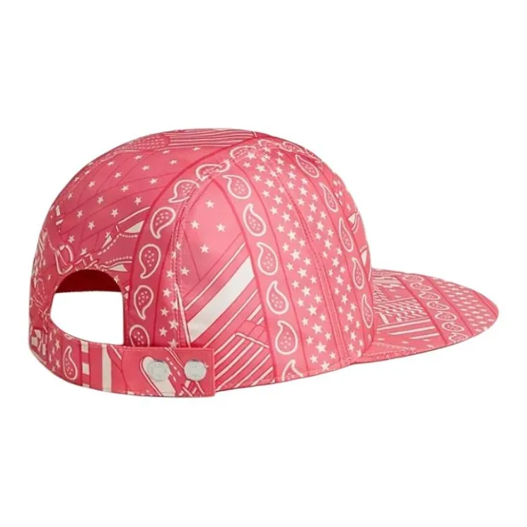 HERMES Silk Baseball Caps Women's Blue/Pink-3