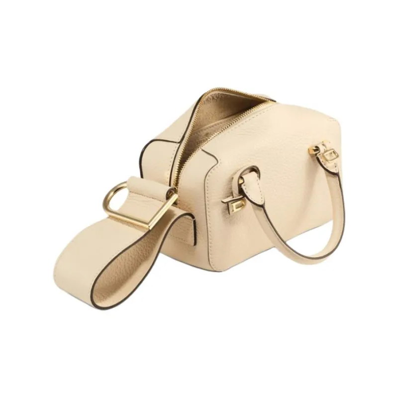 Delvau Cool Bo Grain Calfskin Shoulder Bag, Crossbody Bag, Handbag Nano Women's Beige-4