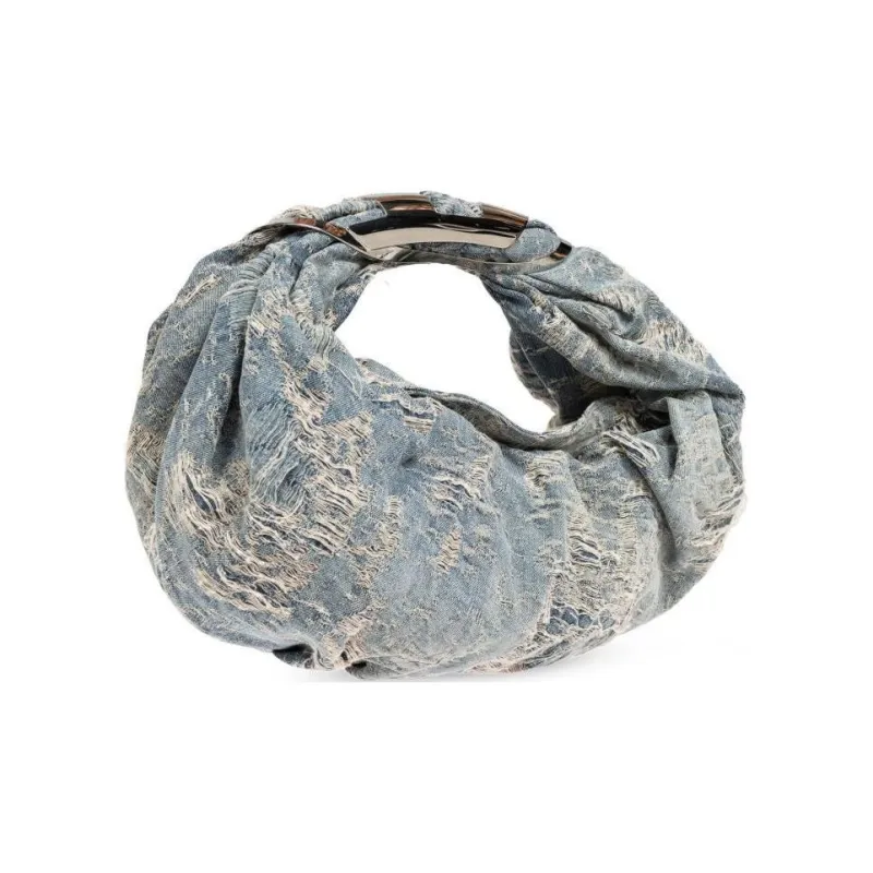 DIESEL Grab D Distressed Denim Hobo Bag-1