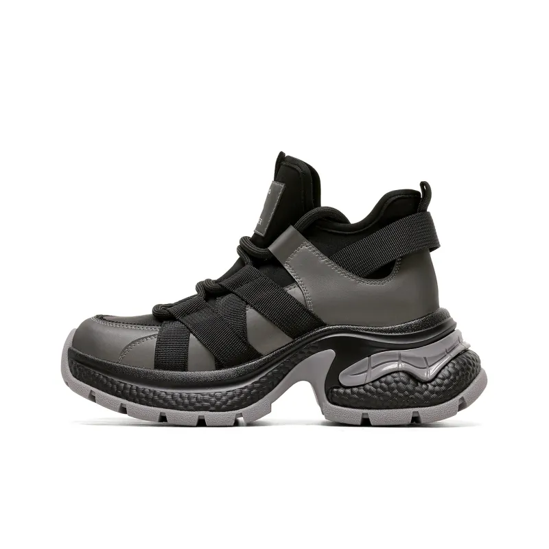 C°BANNER Low Top Chunky Sneakers Women's Black Gunmetal-0