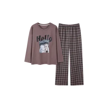 Mulong Family Pajama Set Women's Red Brown