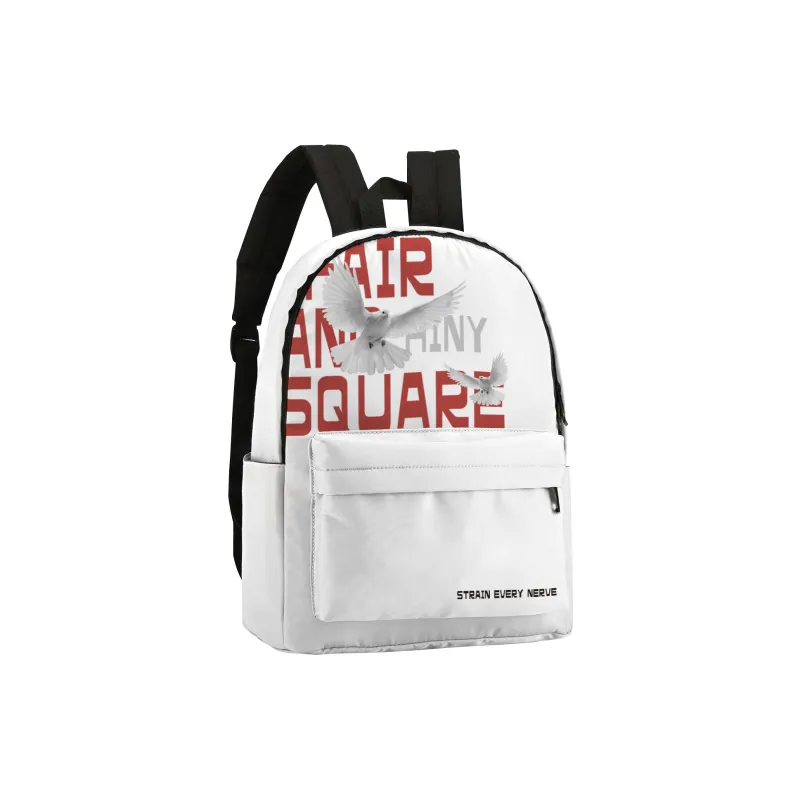 HINY Polyester Student Backpack Regular Unisex White-2