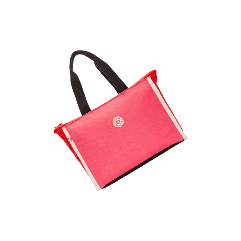 Kipling Polyamide Shoulder Bag, Large Capacity Tote Regular Unisex Pink And Orange Block Patchwork-2