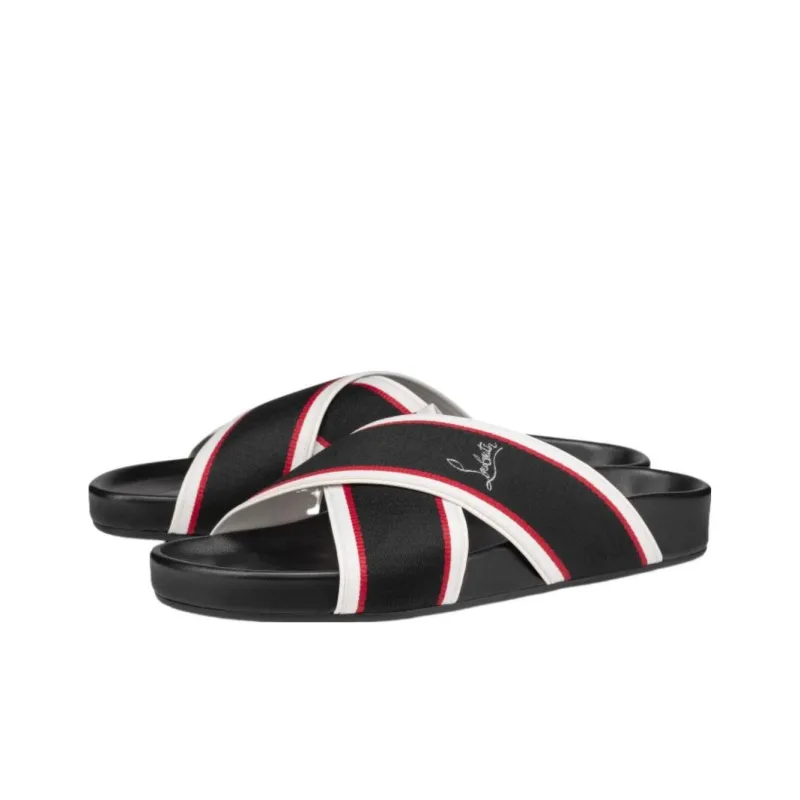 CL LUBOTING Abrasion Resistant Slide Slippers Men's Black Red White-2