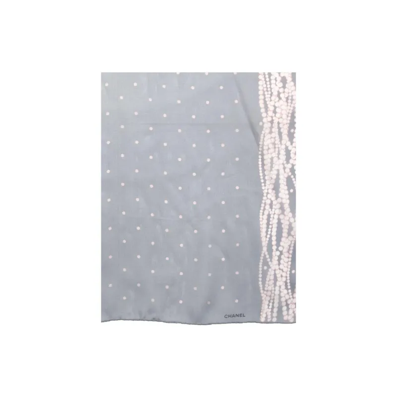 CHANEL 2000s Pearl print Silk Scarf-2