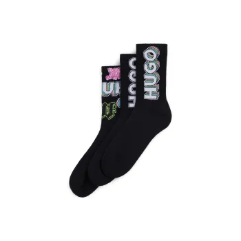 HUGO BOSS SS24 Mid-Calf Socks Unisex 3 Pack Black