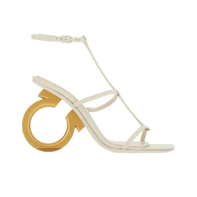 FERRAGAMO Elina One Strap Sandals 10.5cm Women's White-1