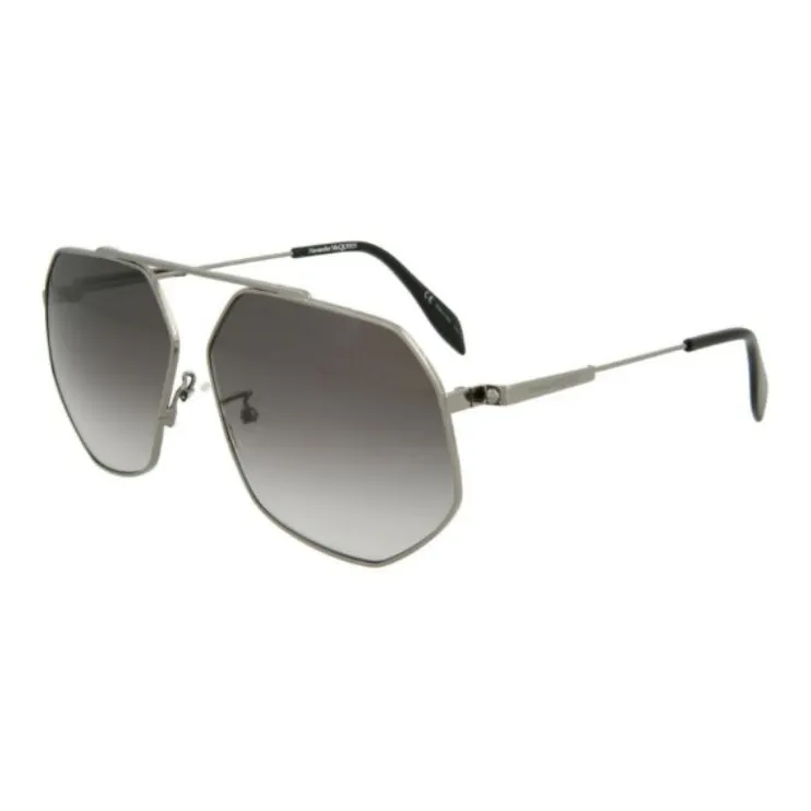 Alexander McQueen Metal Aviator Sunglasses Men's Silver-0