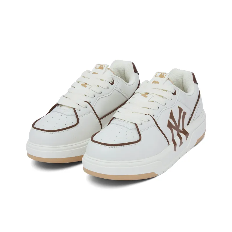 MLB Chunky Liner Anti Slip Wear Resistant Low Top Skateboard Shoes Unisex White Brown-2