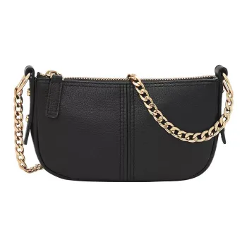 FOSSIL Leather Shoulder Bag Crossbody Bag Mini Women's Black