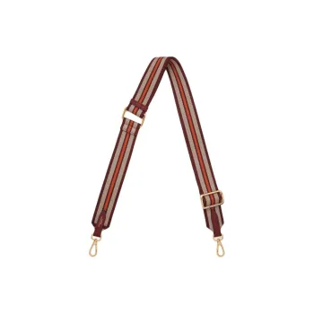 Strathberry Fabric Bag Straps Women's Maroon With Jam Color And Oat Stripes