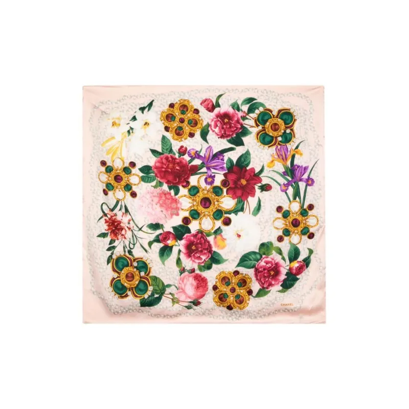 CHANEL Camellia Pearl Silk Scarf-0