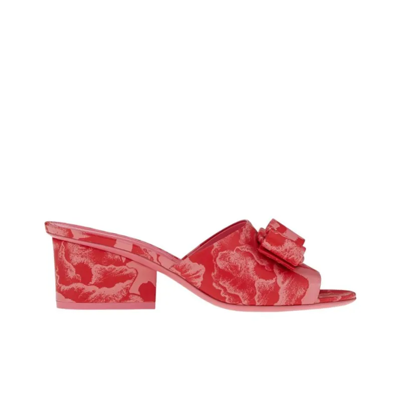 FERRAGAMO VivaViva Slide Slippers Women's Red-4