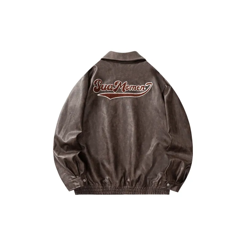 Suamoment PU Leather Vintage Top Coat Unisex-8
