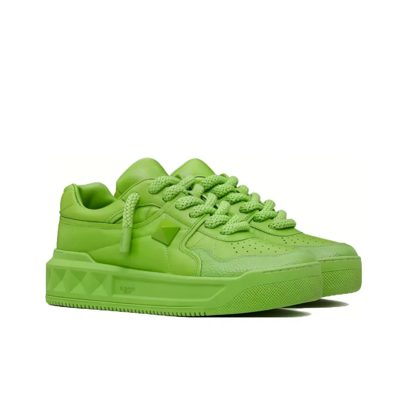 Valentino One Stud Low Top Skateboard Shoes Men's Green-1