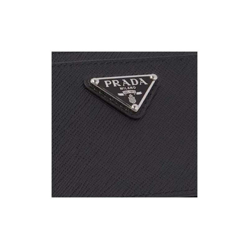 PRADA Saffiano Leather Card Holder Men's Black-4