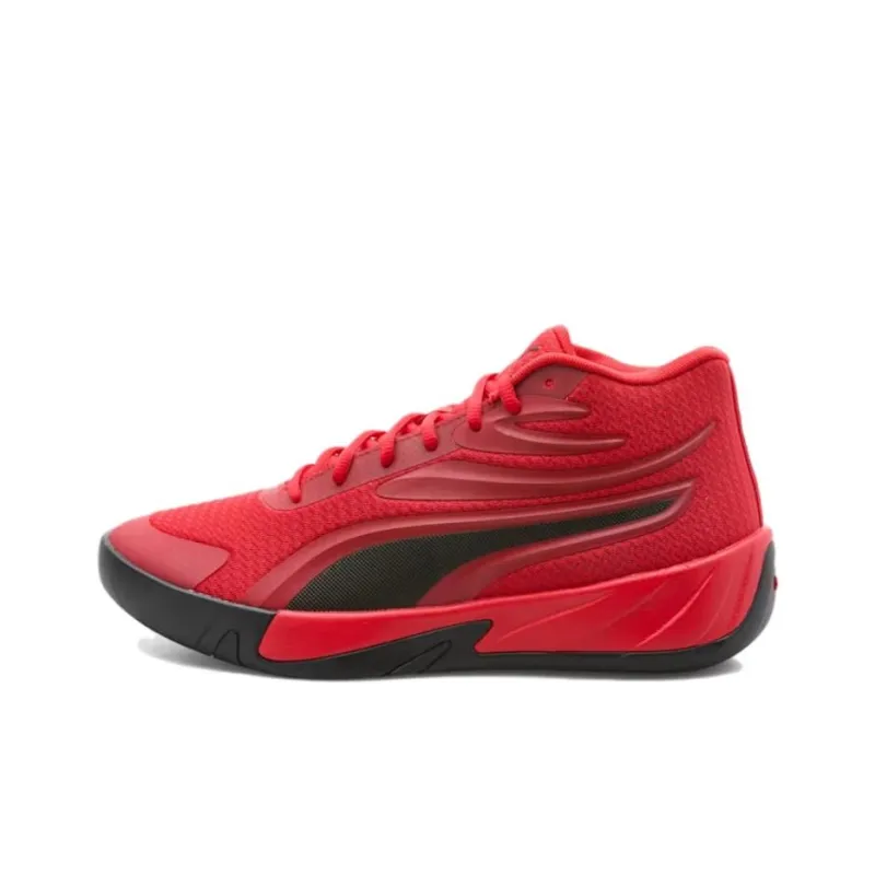 PUMA Court Anti Slip Wear Resistant Mid Top Basketball Shoes Unisex Red-0