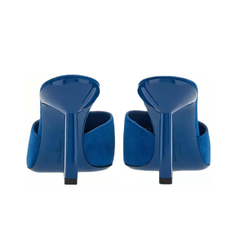 FERRAGAMO Vara Closed Toe Slippers Women's Blue-3