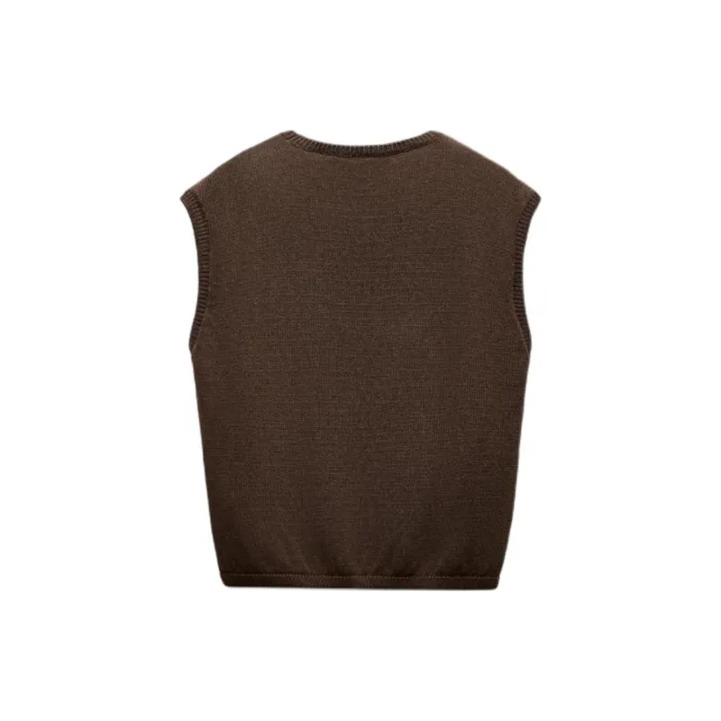 ZARA Tank Tops Women's Brown-1