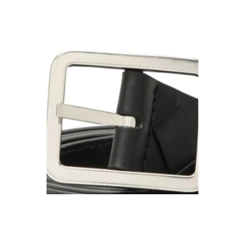 Bottega Veneta Woven Design Leather Belts Men's Black-2